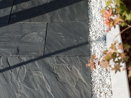 Leisteen met grindrand Zwart Rustiek