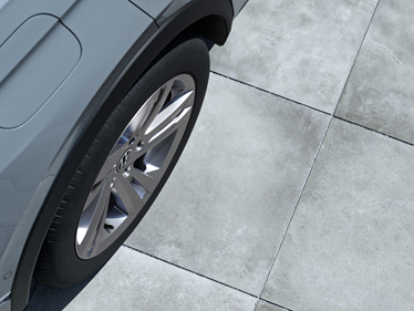 Bovenaanzicht van Ombra 3cm betonlook panelen met autosnede