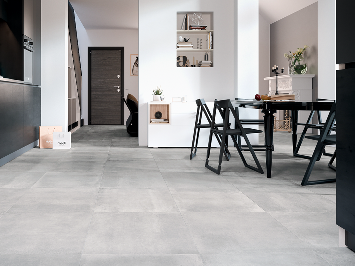 Keuken met betonlook tegels van Pure Clay