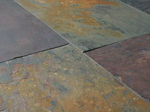 Close-up van leistenen tegels Peacock schrg