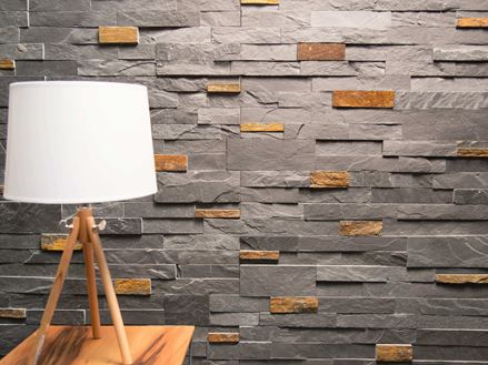 Lamp voor wand met leisteen Peacock Black