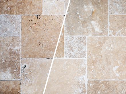 Travertin, gevoegd en ongevoegd